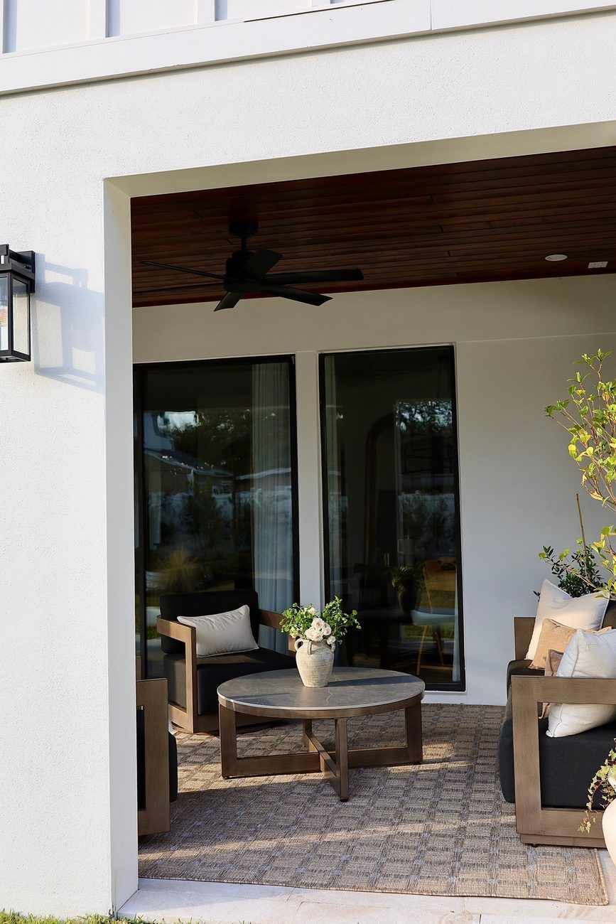 Covered lanai with sliding glass doors
