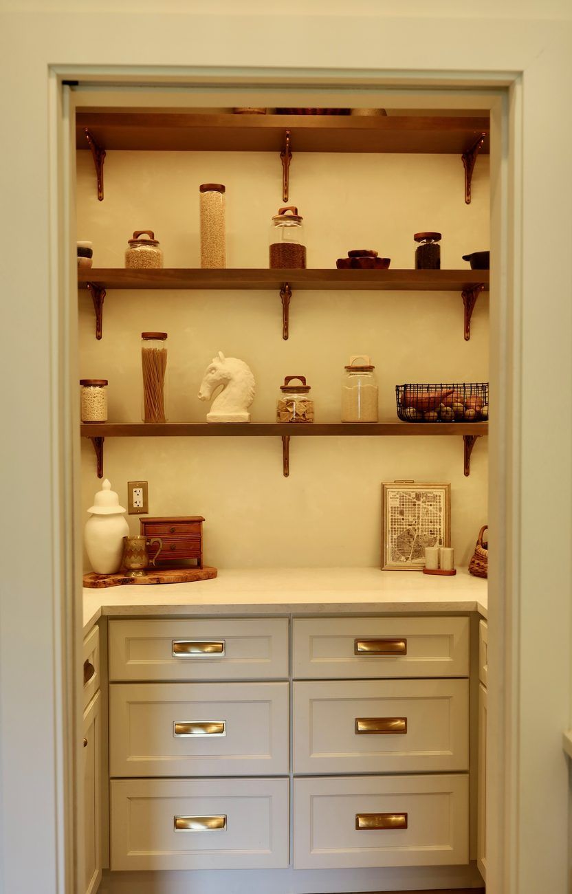 Walk-in pantry with open shelving